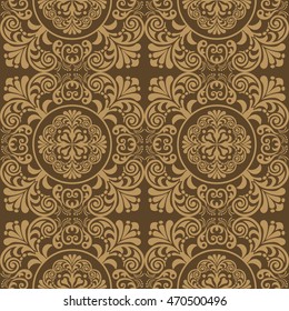 Damask seamless floral background pattern. Vector illustration