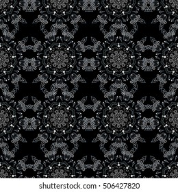 Damask seamless floral background pattern in gray colors. Vector illustration.