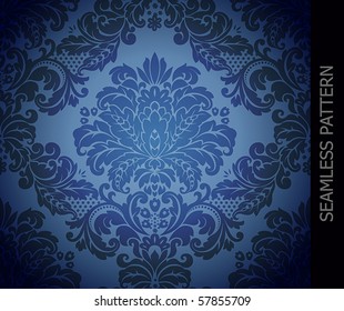 Damask seamless floral background pattern. Vector illustration.