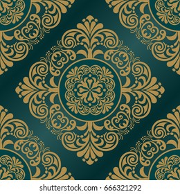 Damask seamless floral background pattern. Vector illustration