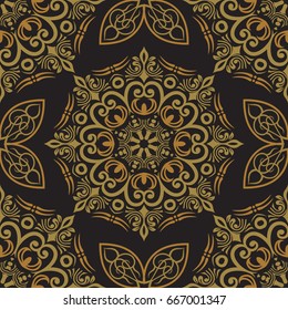 Damask seamless floral background pattern. Vector illustration