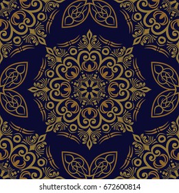 Damask seamless floral background pattern. Vector illustration