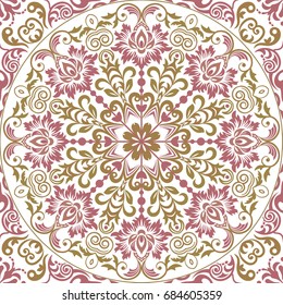 Damask seamless floral background pattern. Vector illustration