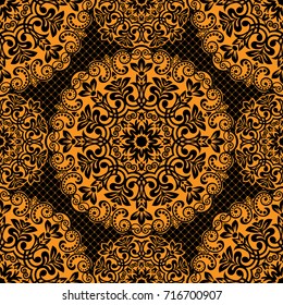 Damask seamless floral background pattern. Vector illustration