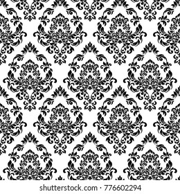 Damask seamless floral background pattern. Vector illustration.