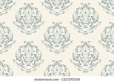 Damask seamless floral ornament on background. Floral ornament on background. Elegant texture for wallpapers and backgrounds. Wallpaper pattern. Vector illustration