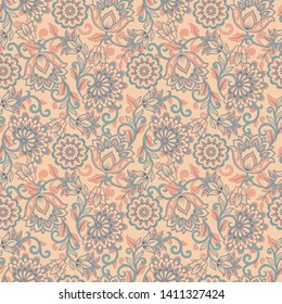 Damask seamless floral patterm. Vector background