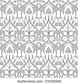 Damask seamless floral pattern black background