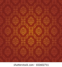 Damask seamless floral pattern. Flowers on a red background. EPS 10