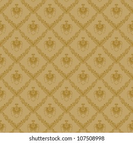 Damask seamless floral pattern. Flowers on a beige background.