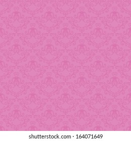 Damask seamless floral pattern. Flowers on a pink background. Vector illustration.