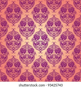 Damask seamless floral pattern. Flowers on a rose background. EPS 10