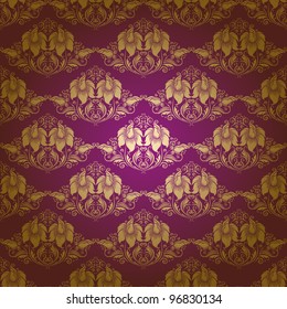Damask seamless floral pattern. Flowers on a purple background. EPS 10