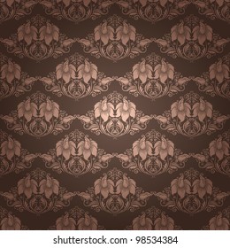 Damask seamless floral pattern. Flowers on a gray background. EPS 10
