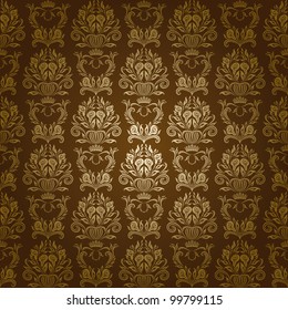 Damask seamless floral pattern. Flowers on a brown background. EPS 10