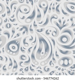 Damask seamless floral pattern in gray and neutral colors. Vector illustration.