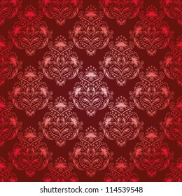 Damask seamless floral pattern. Royal wallpaper. Flowers on a red background. EPS 10