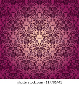 Damask seamless floral pattern. Royal wallpaper. Flowers on a rose background. EPS 10