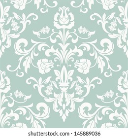 Damask seamless floral pattern. Royal wallpaper. Flowers on a blue background.
