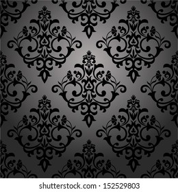 Damask seamless floral pattern. Royal wallpaper. Flowers on a black background.