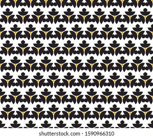 Damask seamless floral pattern. Royal wallpaper. Black flowers on a white background