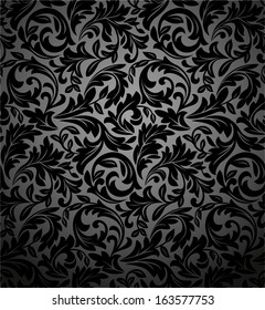 Damask seamless floral pattern. Royal wallpaper. Flowers on a black background.