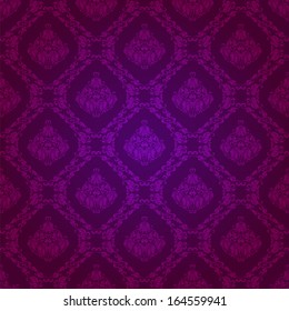 Damask seamless floral pattern. Royal wallpaper. Flowers on a purple background. EPS 10