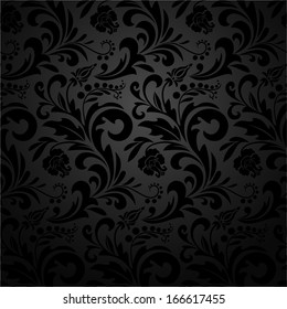 Damask seamless floral pattern. Royal wallpaper. Flowers on a black background.