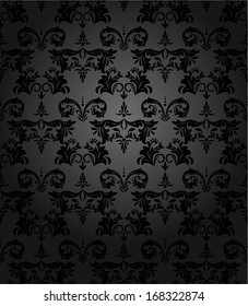 Damask seamless floral pattern. Royal wallpaper. Flowers on a black background.