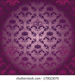 Damask seamless floral pattern. Royal wallpaper. Flowers on a purple background. EPS 10