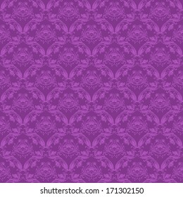 Damask seamless floral pattern. Royal wallpaper. Floral ornaments on a purple background. Vector illustration.