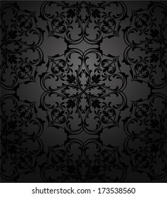 Damask seamless floral pattern. Royal wallpaper. Flowers on a black background.