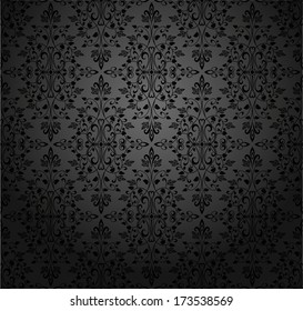 Damask seamless floral pattern. Royal wallpaper. Flowers on a black background.