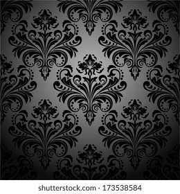 Damask seamless floral pattern. Royal wallpaper. Flowers on a black background.