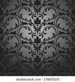 Damask seamless floral pattern. Royal wallpaper. Flowers on a black background.