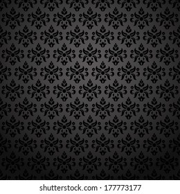 Damask seamless floral pattern. Royal wallpaper. Flowers on a black background.