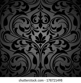 Damask seamless floral pattern. Royal wallpaper. Flowers on a black background.