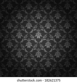 Damask seamless floral pattern. Royal wallpaper. Flowers on a dark background. Vector illustration EPS 10.