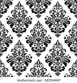 Damask seamless floral pattern. Royal wallpaper. Flowers on a black and white background.