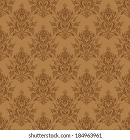Damask seamless floral pattern. Royal wallpaper. Flowers on a beige background. Vector illustration.