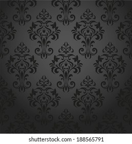 Damask seamless floral pattern. Royal wallpaper. Flowers on a black background.