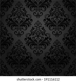 Damask Seamless Floral Pattern. Royal Wallpaper. Flowers On A Black Background.