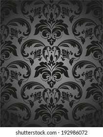 Damask seamless floral pattern. Royal wallpaper. Flowers on a black background.