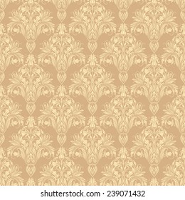 Damask seamless floral pattern. Royal wallpaper. Flowers on a beige background. Vector illustration.