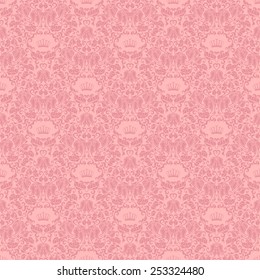 Damask seamless floral pattern. Royal wallpaper. Floral ornaments on pink background. Vector illustration EPS 8.