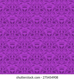 Damask seamless floral pattern. Royal wallpaper. Floral ornaments on red background. Vector illustration.