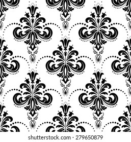 Damask seamless floral pattern. Royal wallpaper. Flowers on a black and white background