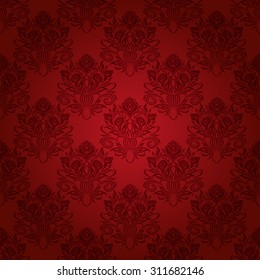 Damask seamless floral pattern. Royal wallpaper. Flowers on a red background. Vector illustration EPS 10.