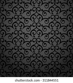 Damask seamless floral pattern. Royal wallpaper. Flowers on a black background. Vector ornament.