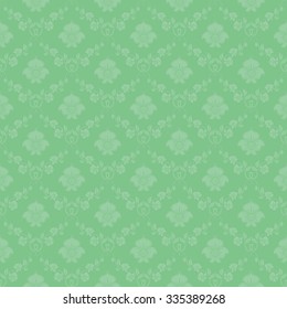 Damask seamless floral pattern. Royal wallpaper. Floral ornaments on a green background. Vector illustration
